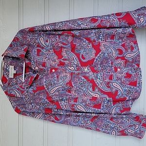 Jones New York Sport Multi-Color Paisley Button Down Long Sleeve Shirt Size L